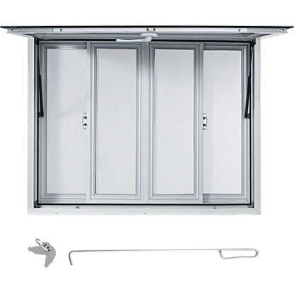 Concession Window, 48 x 36 inch, Aluminum Alloy Food Truck Service Window with 4 Horizontal Sliding Screen V952-SCFWCKYCB3648EBYGV0