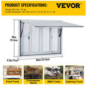 Concession Window, 48 x 36 inch, Aluminum Alloy Food Truck Service Window with 4 Horizontal Sliding Screen V952-SCFWCKYCB3648EBYGV0