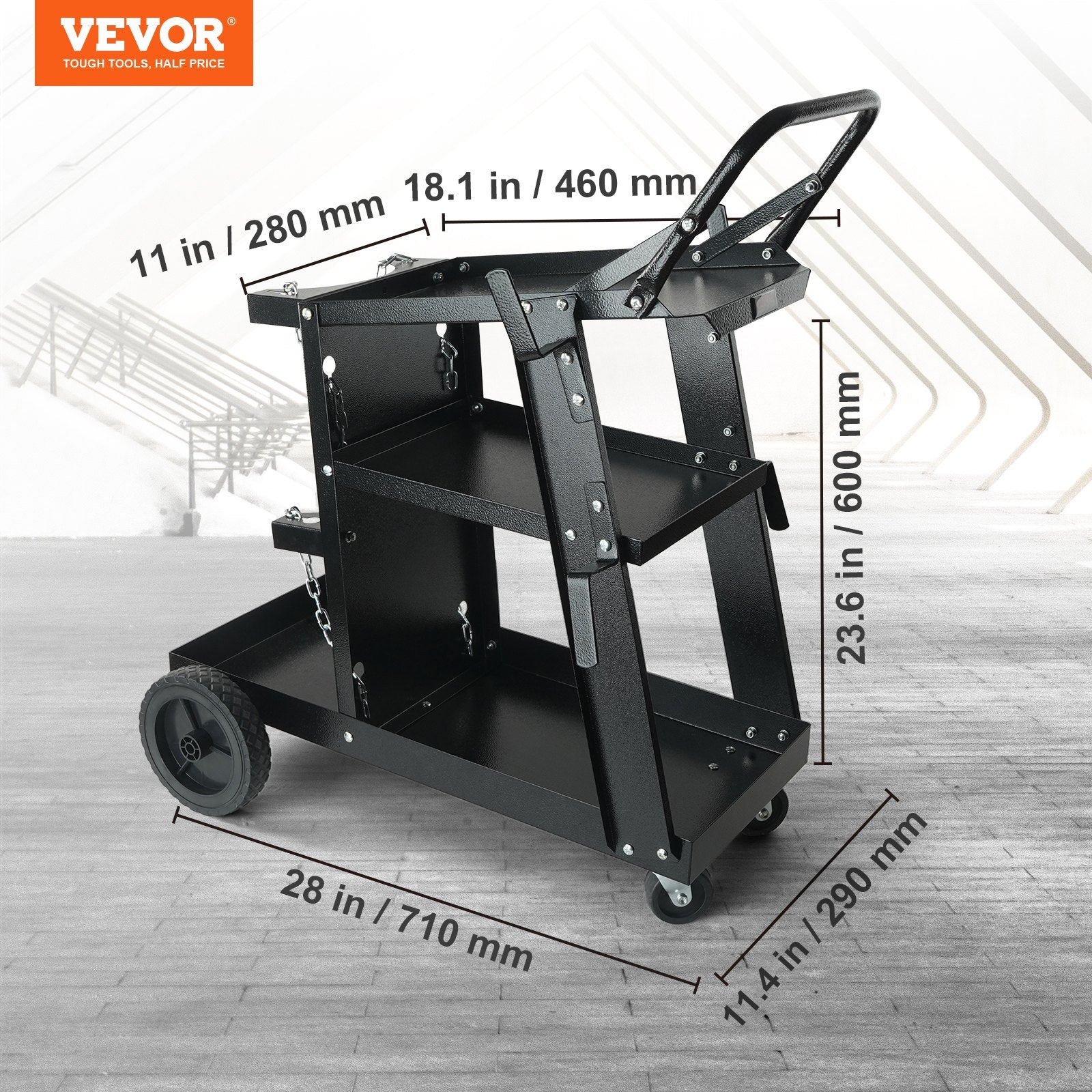 Welding Cart, 3-Tier Welder Cart Heavy Duty with 400 Lbs Weight Capacity, 360 degrees Swivel Wheels, Tank V952-SCHJTC400LB18XD9NV0