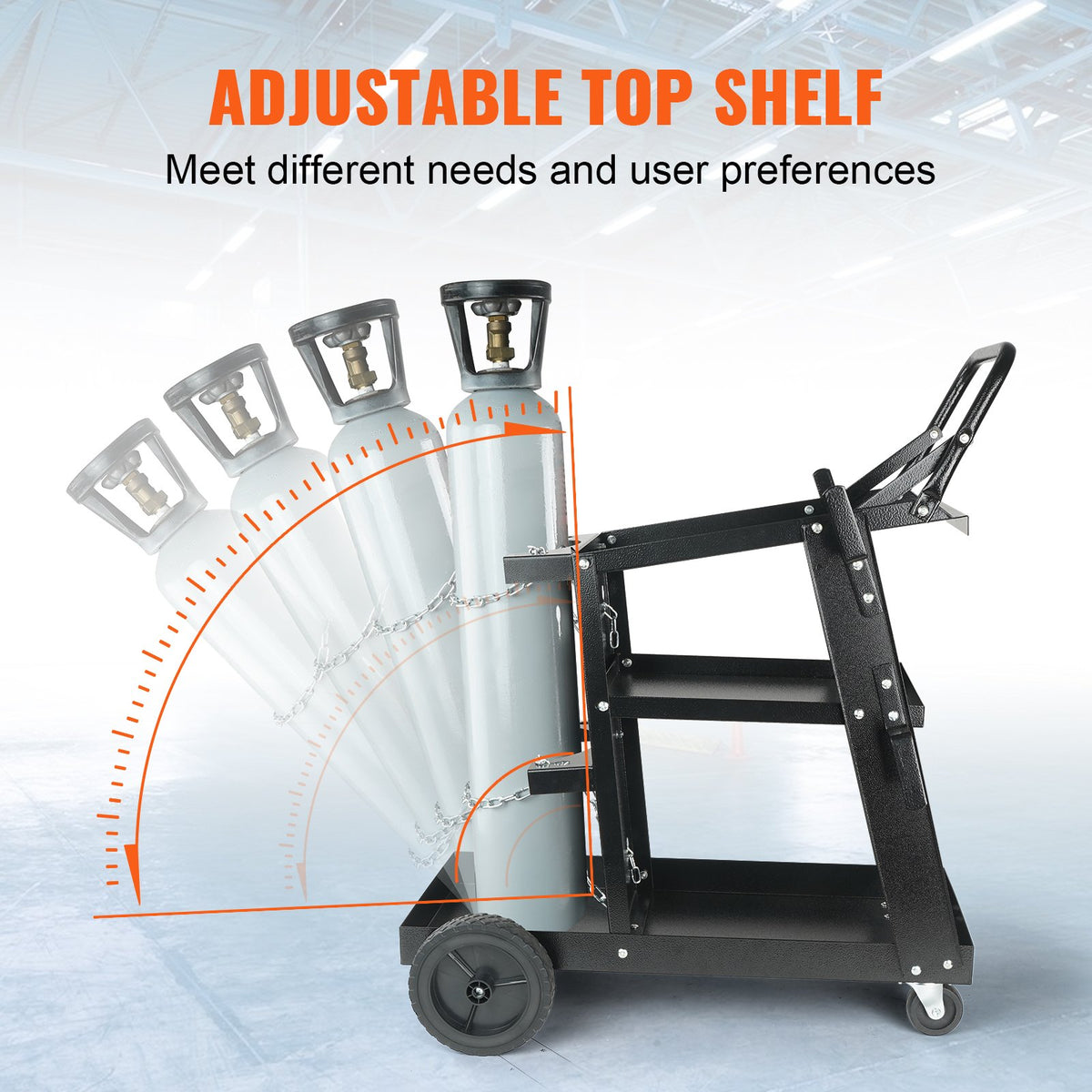 Welding Cart, 3-Tier Welder Cart Heavy Duty with 400 Lbs Weight Capacity, 360 degrees Swivel Wheels, Tank V952-SCHJTC400LB18XD9NV0