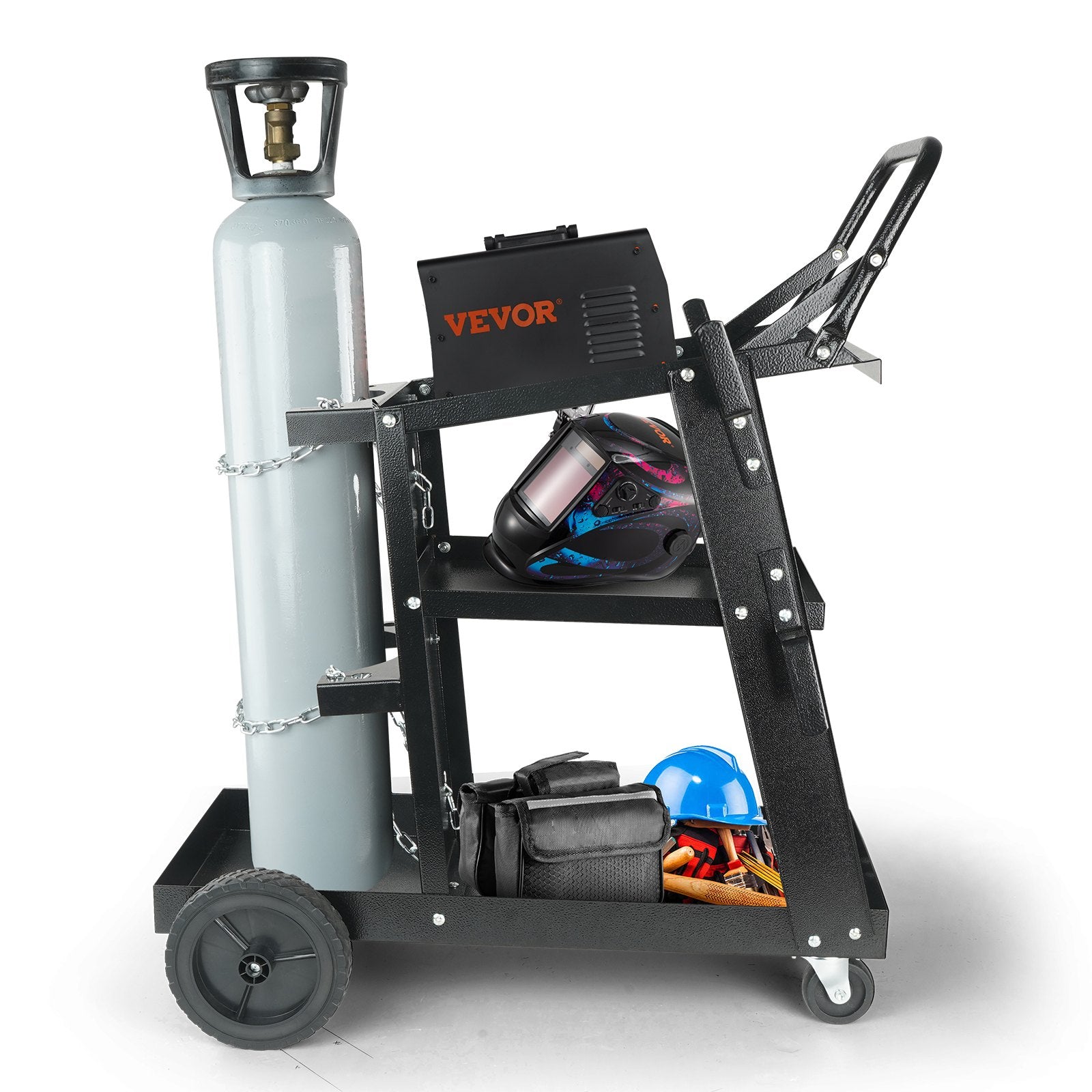 Welding Cart, 3-Tier Welder Cart Heavy Duty with 400 Lbs Weight Capacity, 360 degrees Swivel Wheels, Tank V952-SCHJTC400LB18XD9NV0