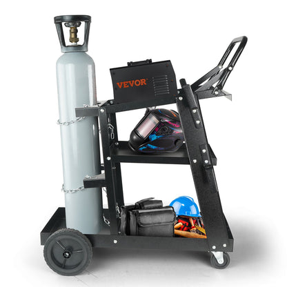 Welding Cart, 3-Tier Welder Cart Heavy Duty with 400 Lbs Weight Capacity, 360 degrees Swivel Wheels, Tank V952-SCHJTC400LB18XD9NV0