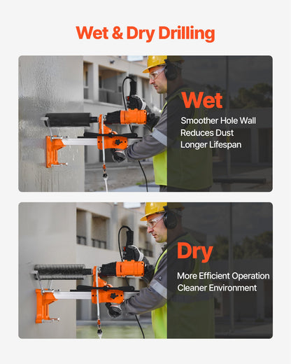 Diamond Core Drilling Machine, 200 mm Drilling Diameter, 2-in-1 Handheld & Stand-Mount Dry and Wet Concrete V952-SCJGSZKJ4YC4R55DJ001V3
