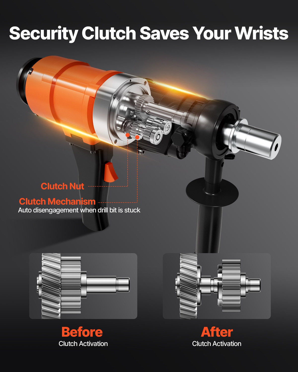Diamond Core Drilling Machine, 200 mm Drilling Diameter, 2-in-1 Handheld & Stand-Mount Dry and Wet Concrete V952-SCJGSZKJ4YC4R55DJ001V3