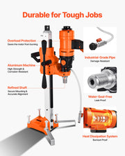 Diamond Core Drilling Machine, 200 mm Drilling Diameter, 2-in-1 Handheld & Stand-Mount Dry and Wet Concrete V952-SCJGSZKJ4YC4R55DJ001V3