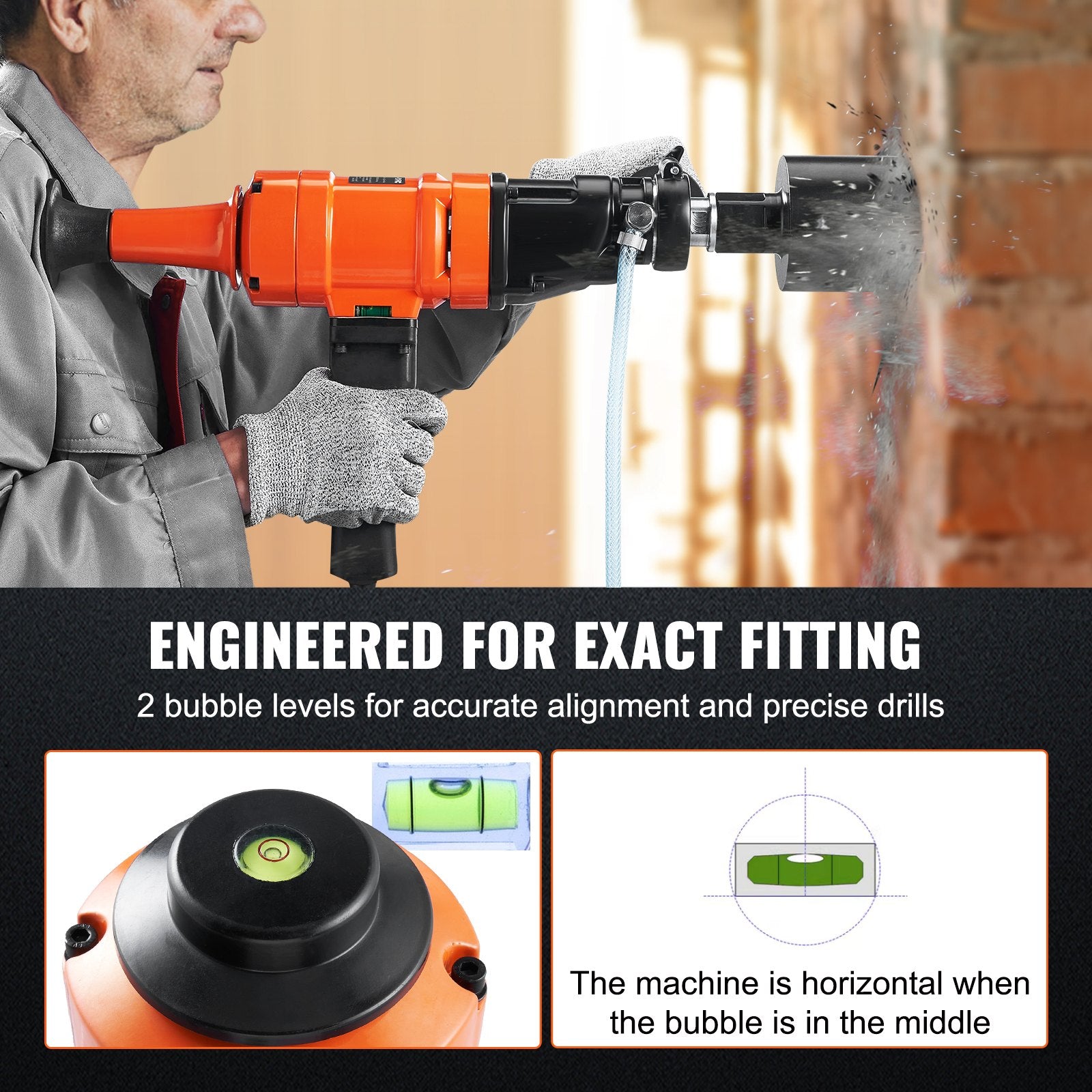 Diamond Core Drilling Machine, 4in Handheld Wet Concrete Core Drill Rig, 1100-2400RPM Two Speed & 1-1/4" V952-SCJGSZKJYCY44KHH6V3