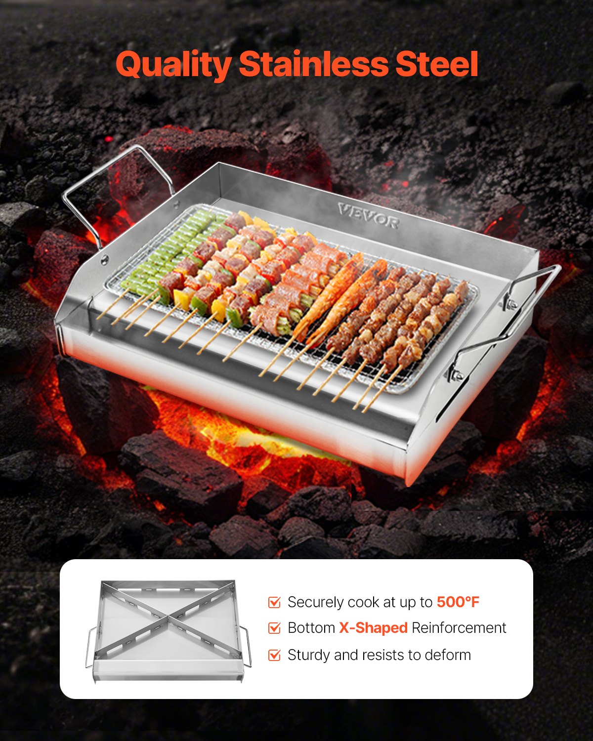 Stainless Steel Griddle, 17x13 inch Universal Flat Top Rectangular Plate, Gas Grill Griddle for BBQ Grill, V952-SCJPBXG1713IYPLMKV0