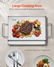 Stainless Steel Griddle, 17x13 inch Universal Flat Top Rectangular Plate, Gas Grill Griddle for BBQ Grill, V952-SCJPBXG1713IYPLMKV0