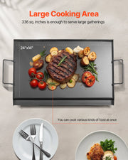 Carbon Steel Griddle, 24x16 inch Universal Flat Top Rectangular Plate, Gas Grill Griddle for BBQ Grill, V952-SCJPTG2516INF3XQ4V0
