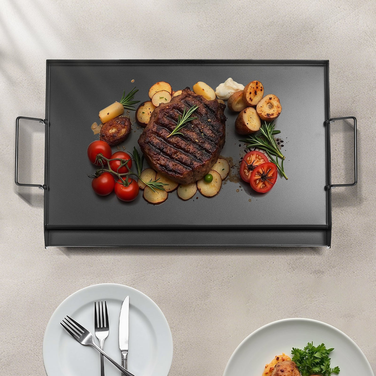 Carbon Steel Griddle, 24x16 inch Universal Flat Top Rectangular Plate, Gas Grill Griddle for BBQ Grill, V952-SCJPTG2516INF3XQ4V0