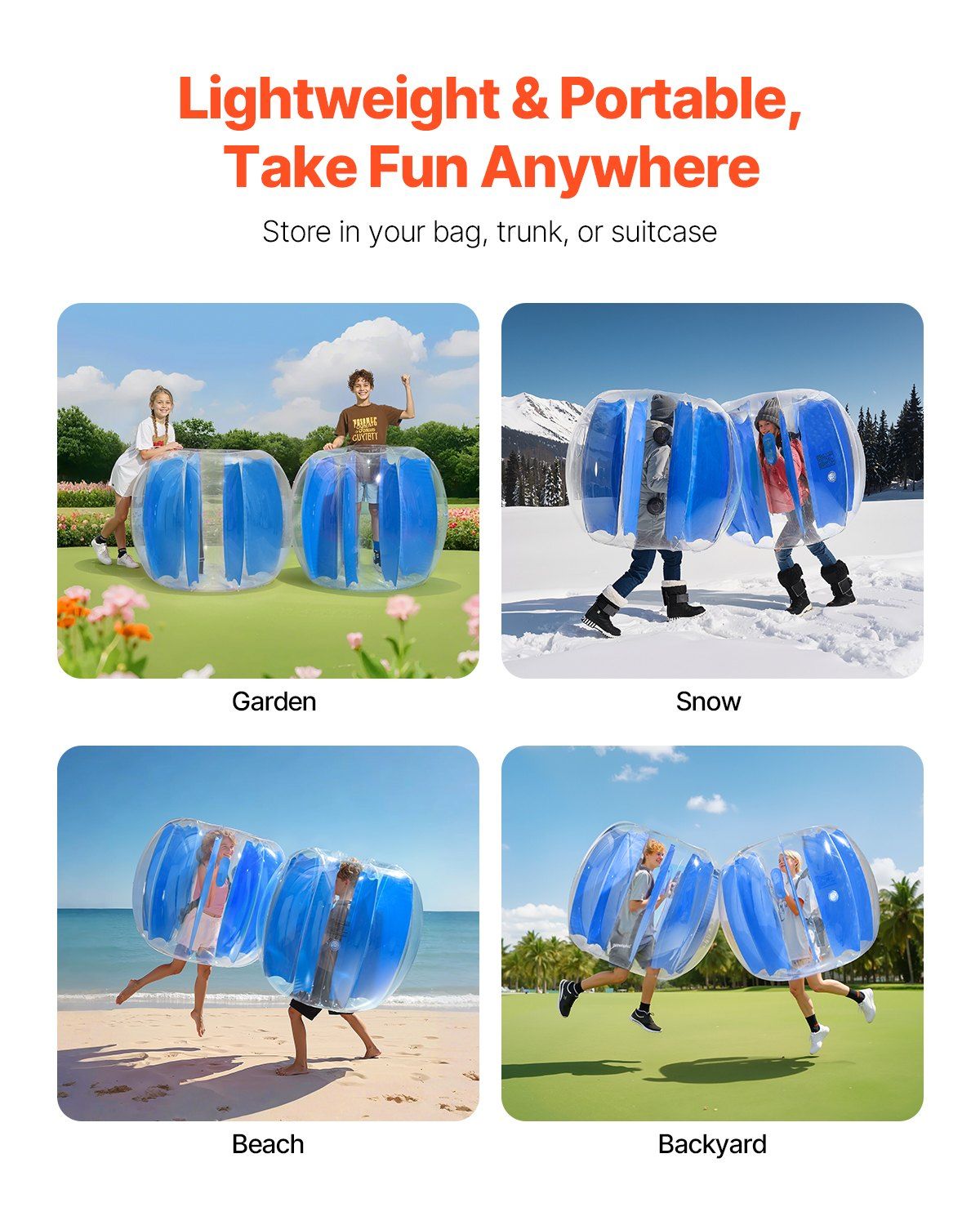 Inflatable Bumper Balls 1-Pack, 4FT/1.2M Body Sumo Zorb Ball, Durable Thick PVC Human Hamster Bubble Knocker V952-SCPJKLSJTZJ49FF4F001V0