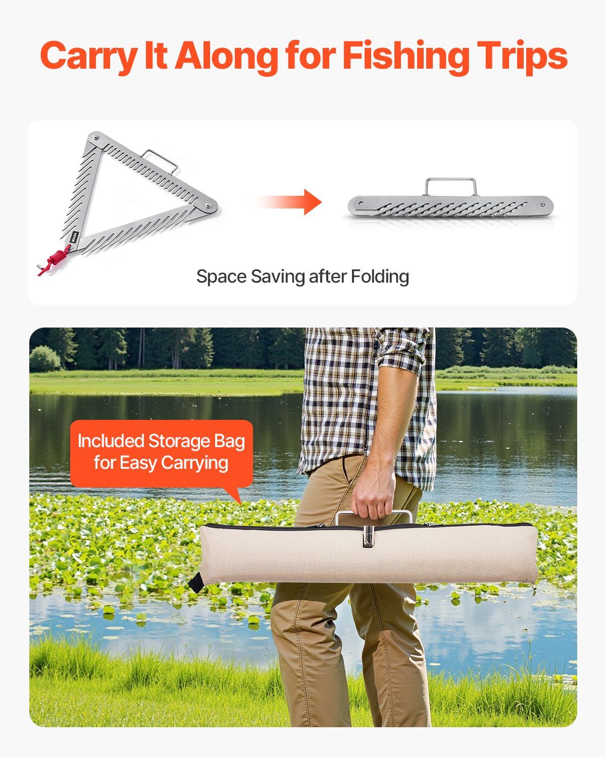 24in Aquatic Weed Rake, 3-Sided Lake Weed Rake with Handle, Portable and Foldable Pond Water Grass Razor, V952-SCPSSKSJX30FVVWD3V0