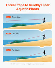 24in Aquatic Weed Rake, 3-Sided Lake Weed Rake with Handle, Portable and Foldable Pond Water Grass Razor, V952-SCPSSKSJX30FVVWD3V0