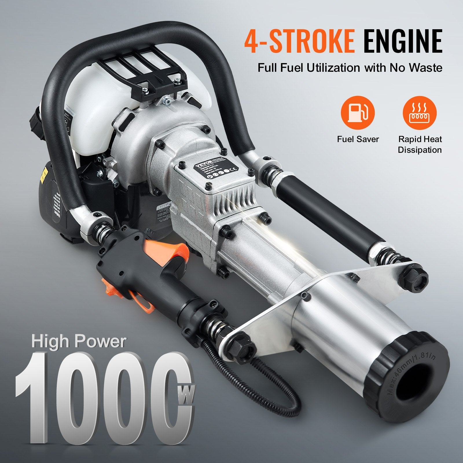 37.77cc Gas-Powered T Post Driver 4-Stroke Fence Piling Pounder w/ 3 Head V952-SCSQYDZJJH65RYD5ZV0