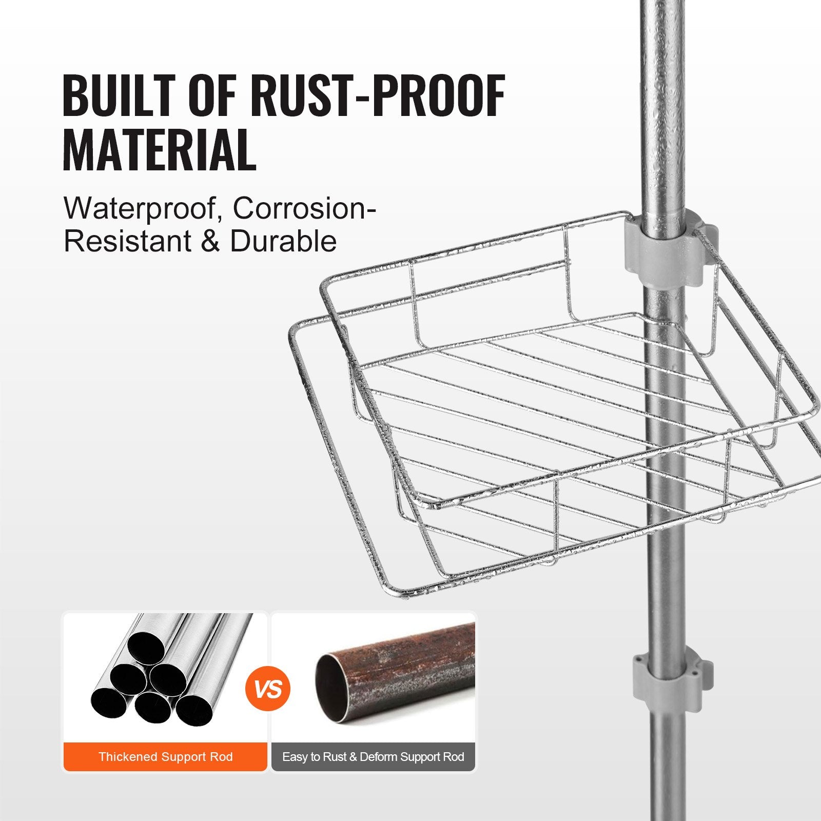 42" to 114" High Shower Corner Caddy Tension Pole Rust-Proof Tension Pole V952-SCTPBXGFXHDSL7FRUV0