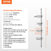 42" to 114" High Shower Corner Caddy Tension Pole Rust-Proof Tension Pole V952-SCTPBXGFXHDSL7FRUV0