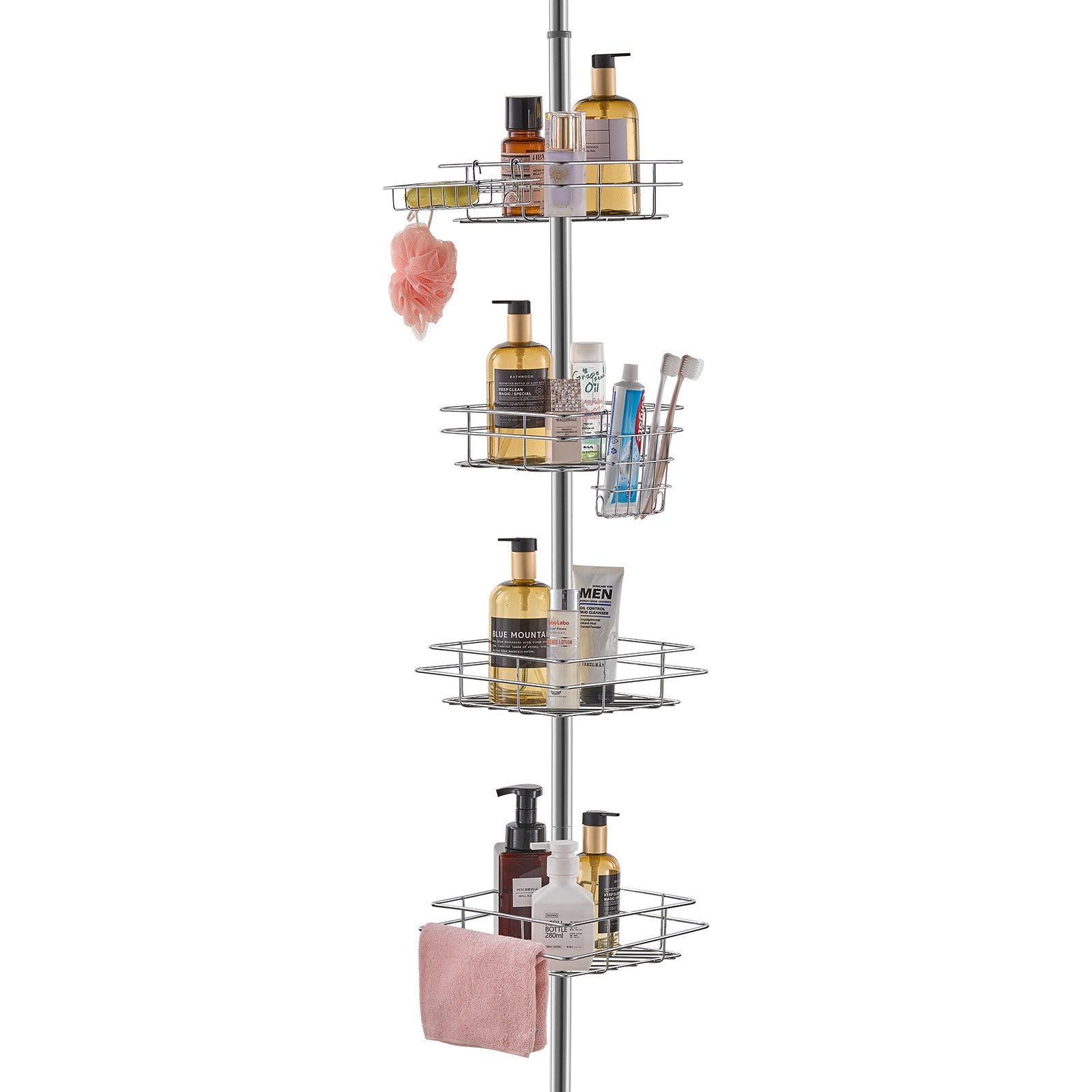 42" to 114" High Shower Corner Caddy Tension Pole Rust-Proof Tension Pole V952-SCTPBXGFXHDSL7FRUV0