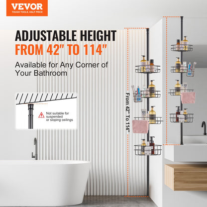 42" to 114" High Shower Corner Caddy Tension Pole Rust-Proof Tension Pole V952-SCTPBXGFXHDSPVSM7V0