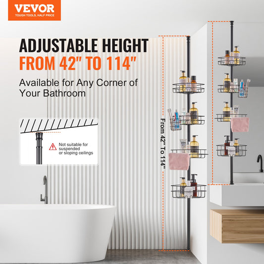 42" to 114" High Shower Corner Caddy Tension Pole Rust-Proof Tension Pole V952-SCTPBXGFXHDSPVSM7V0