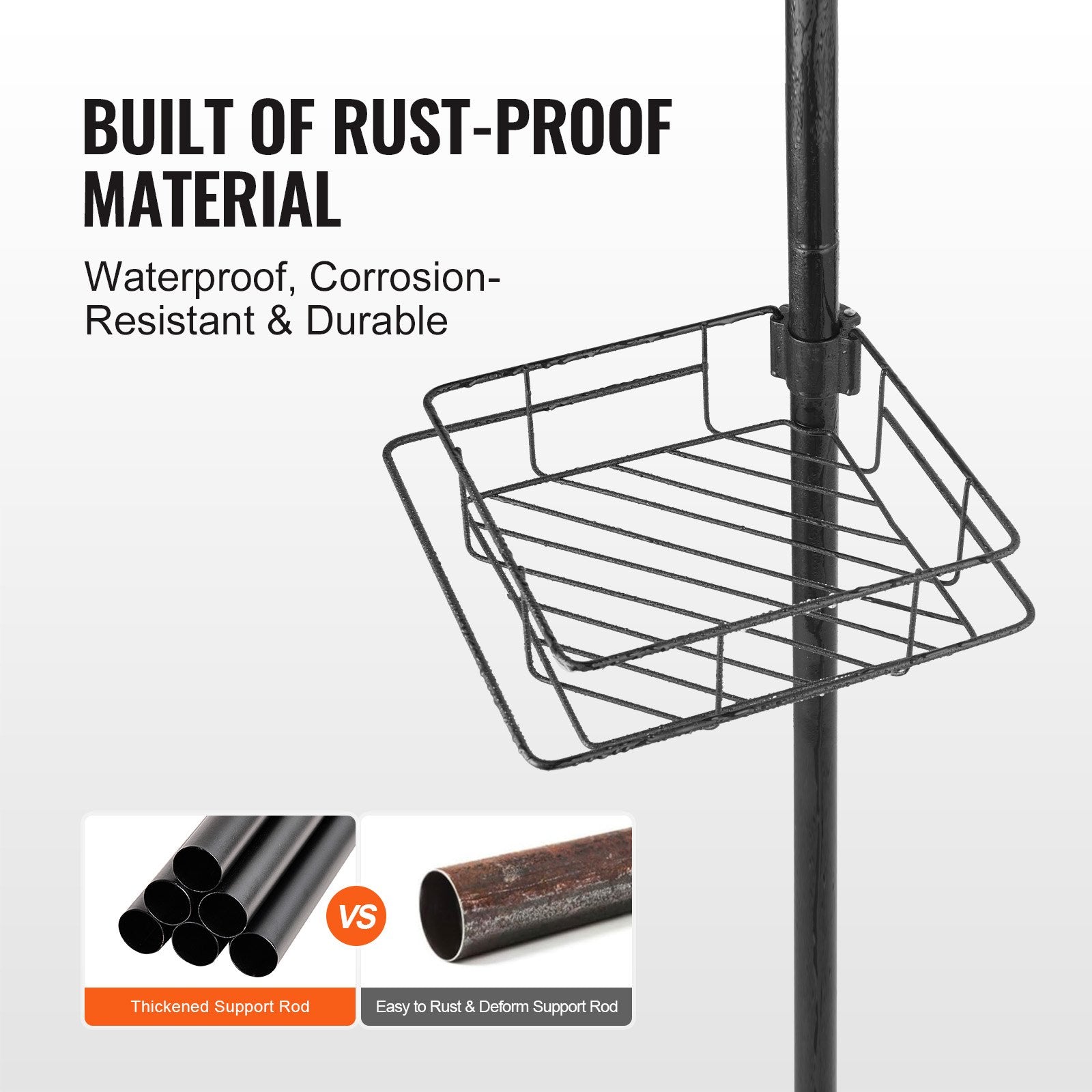 42" to 114" High Shower Corner Caddy Tension Pole Rust-Proof Tension Pole V952-SCTPBXGFXHDSPVSM7V0
