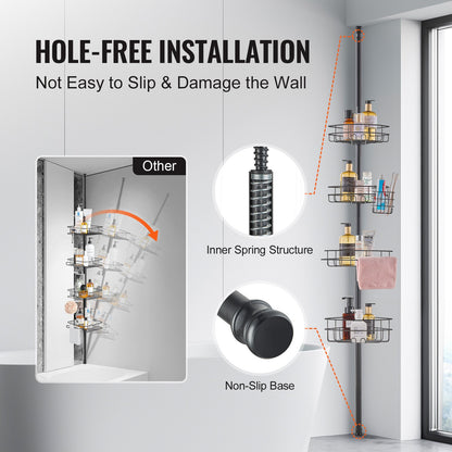 42" to 114" High Shower Corner Caddy Tension Pole Rust-Proof Tension Pole V952-SCTPBXGFXHDSPVSM7V0