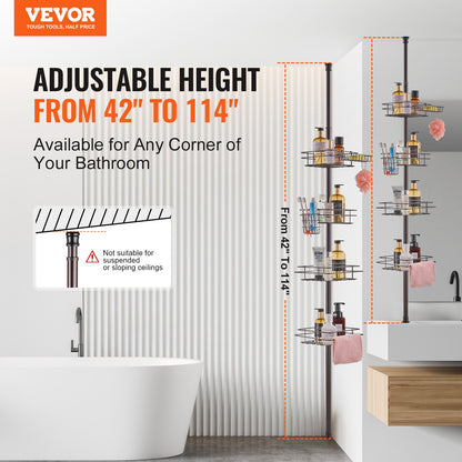 42" to 114" High Shower Corner Caddy Tension Pole Rust-Proof Tension Pole V952-SCTPBXGFXHDSUVNVIV0