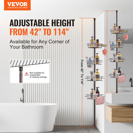 42" to 114" High Shower Corner Caddy Tension Pole Rust-Proof Tension Pole V952-SCTPBXGFXHDSUVNVIV0