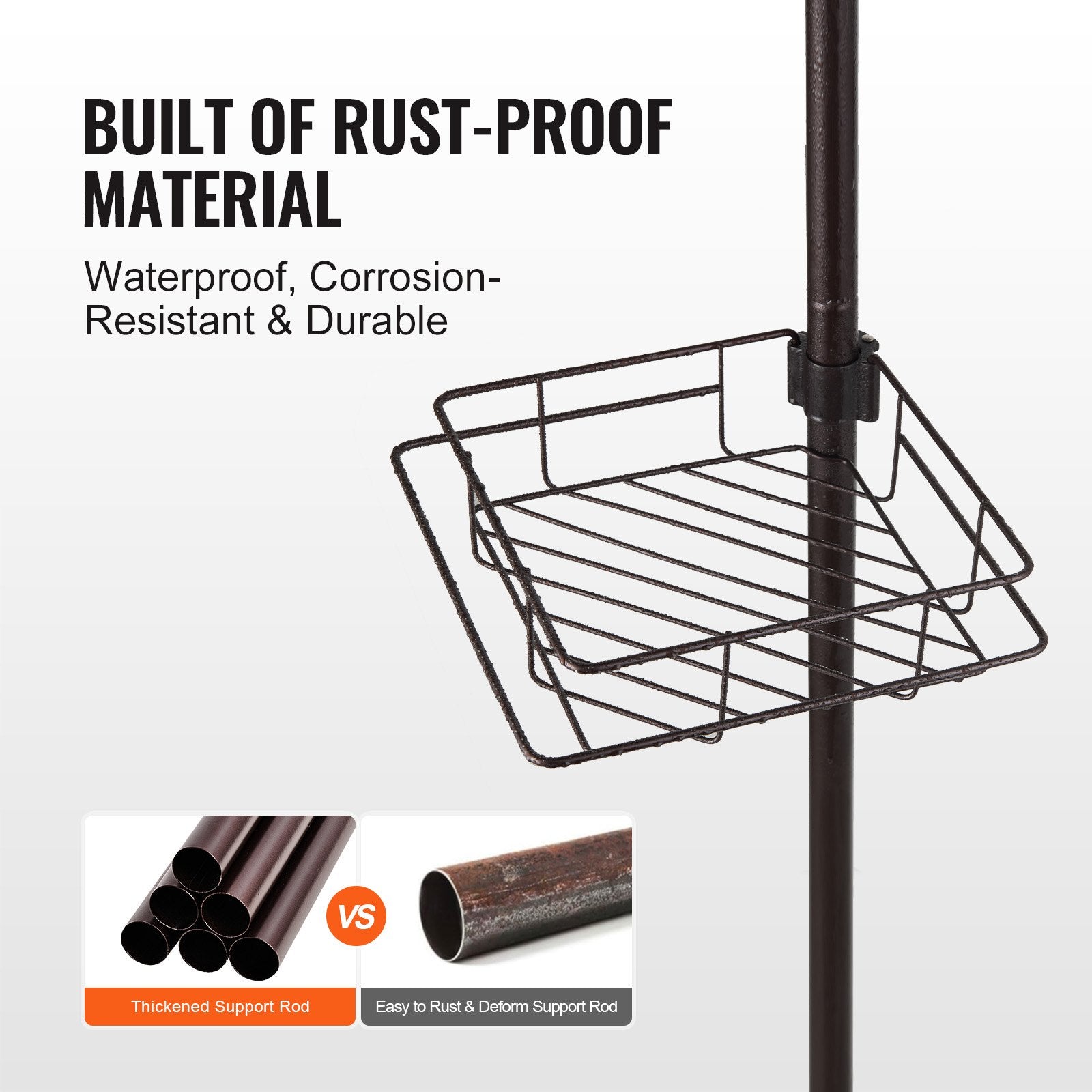 42" to 114" High Shower Corner Caddy Tension Pole Rust-Proof Tension Pole V952-SCTPBXGFXHDSUVNVIV0