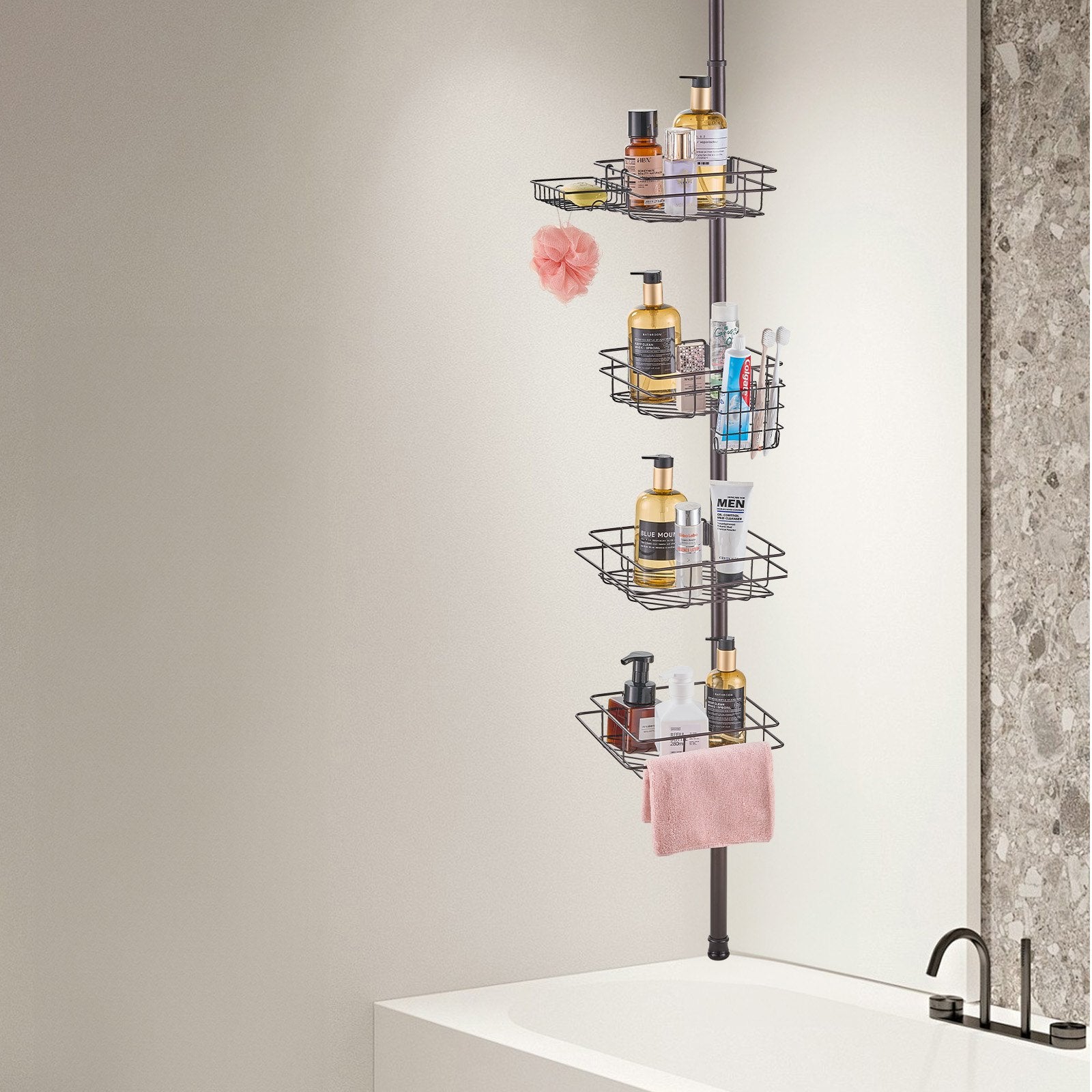 42" to 114" High Shower Corner Caddy Tension Pole Rust-Proof Tension Pole V952-SCTPBXGFXHDSUVNVIV0