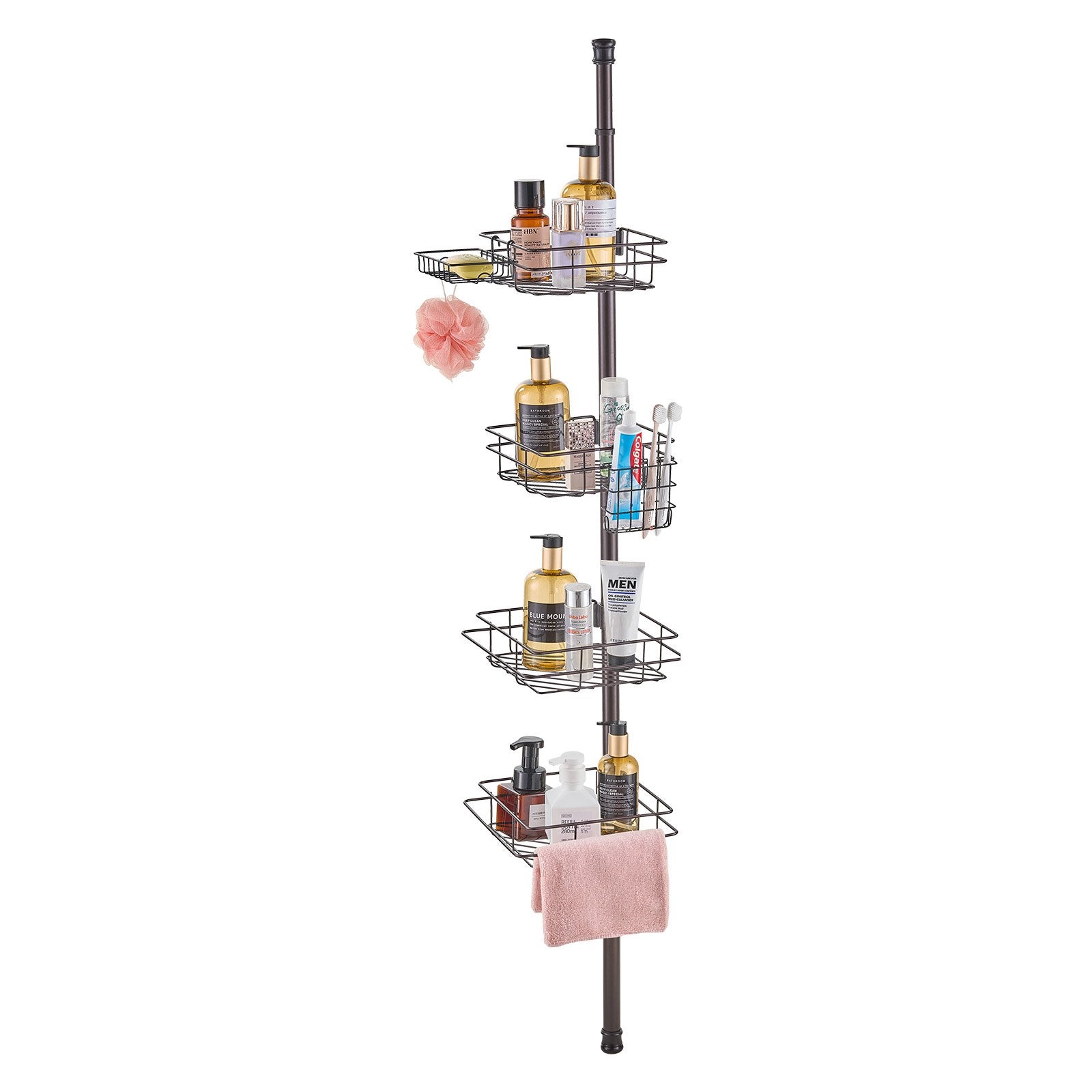 42" to 114" High Shower Corner Caddy Tension Pole Rust-Proof Tension Pole V952-SCTPBXGFXHDSUVNVIV0
