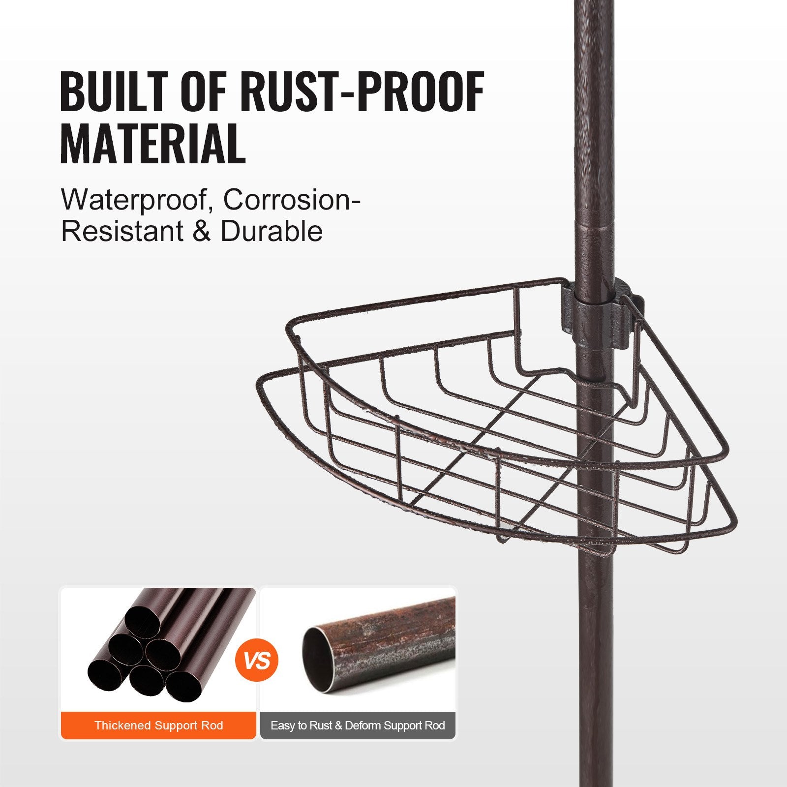 56" to 114" High Shower Corner Caddy Tension Pole Rust-Proof Tension Pole V952-SCTPBXGSXKKS98LR7V0