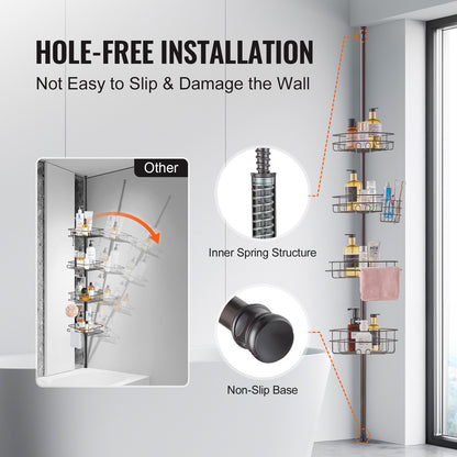 56" to 114" High Shower Corner Caddy Tension Pole Rust-Proof Tension Pole V952-SCTPBXGSXKKS98LR7V0