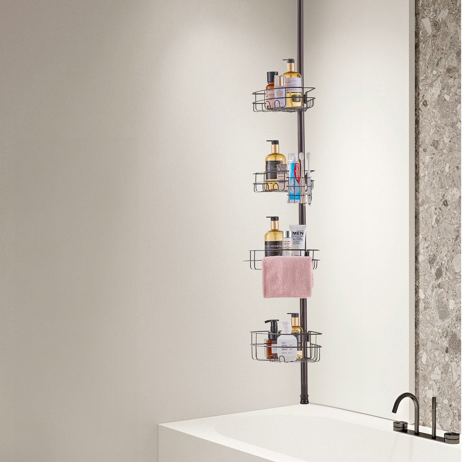 56" to 114" High Shower Corner Caddy Tension Pole Rust-Proof Tension Pole V952-SCTPBXGSXKKS98LR7V0
