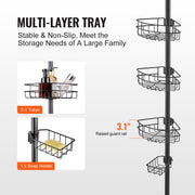 39" to 125" High Shower Corner Caddy Tension Pole Rust-Proof Tension Pole V952-SCTPHSBXGKKSTNM88V0