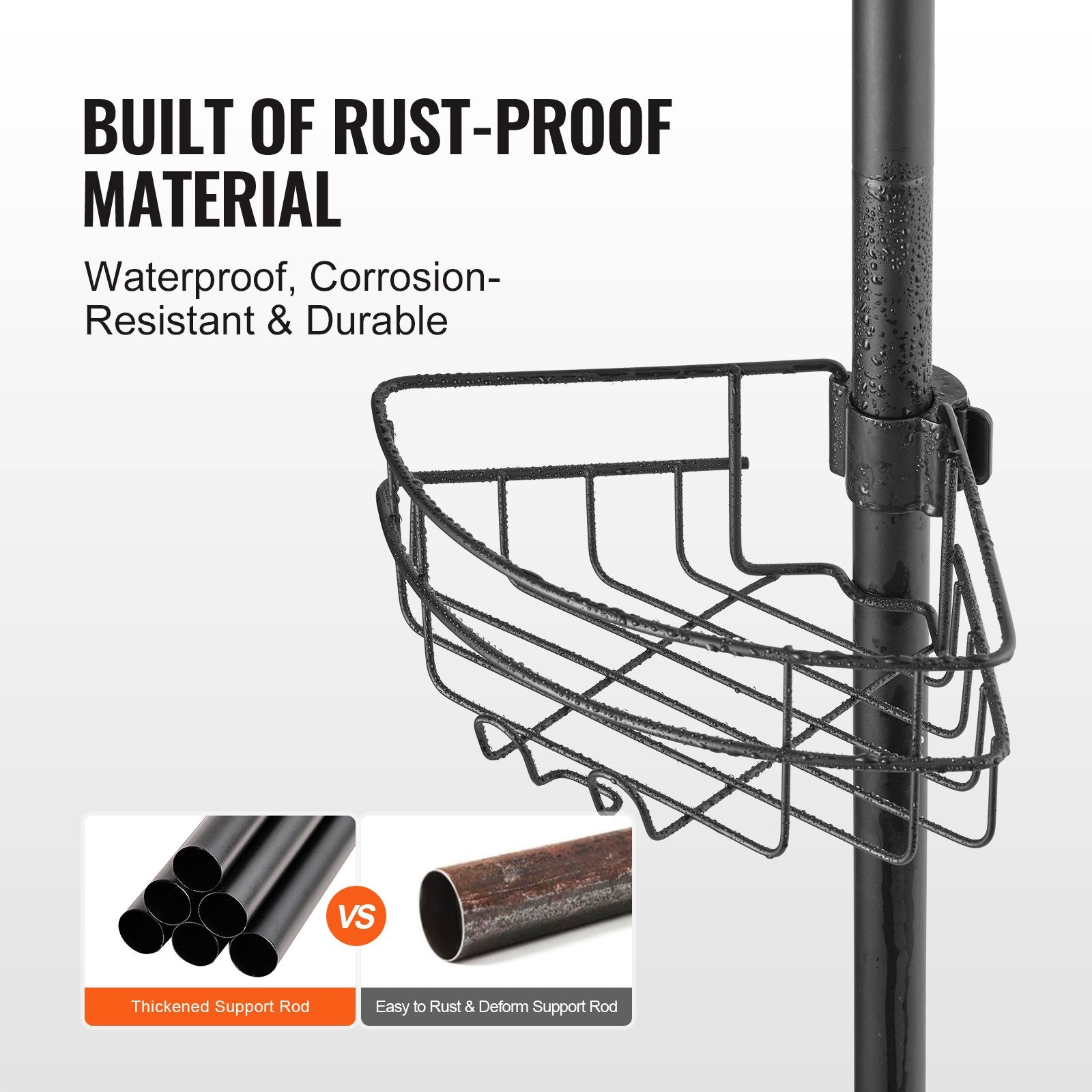 39" to 125" High Shower Corner Caddy Tension Pole Rust-Proof Tension Pole V952-SCTPHSBXGKKSTNM88V0
