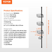 39" to 125" High Shower Corner Caddy Tension Pole Rust-Proof Tension Pole V952-SCTPHSBXGKKSTNM88V0