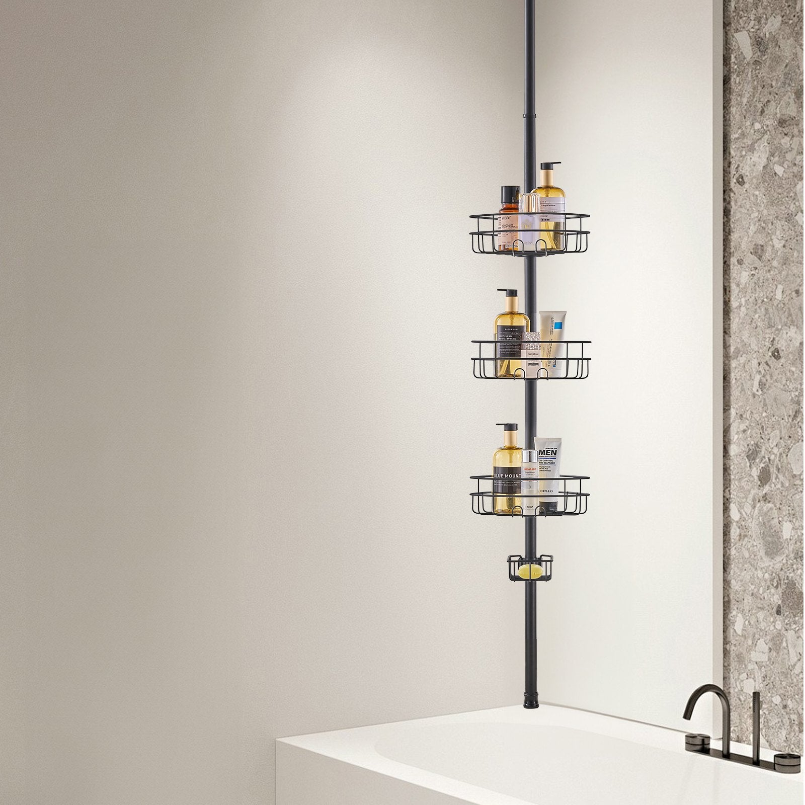 39" to 125" High Shower Corner Caddy Tension Pole Rust-Proof Tension Pole V952-SCTPHSBXGKKSTNM88V0