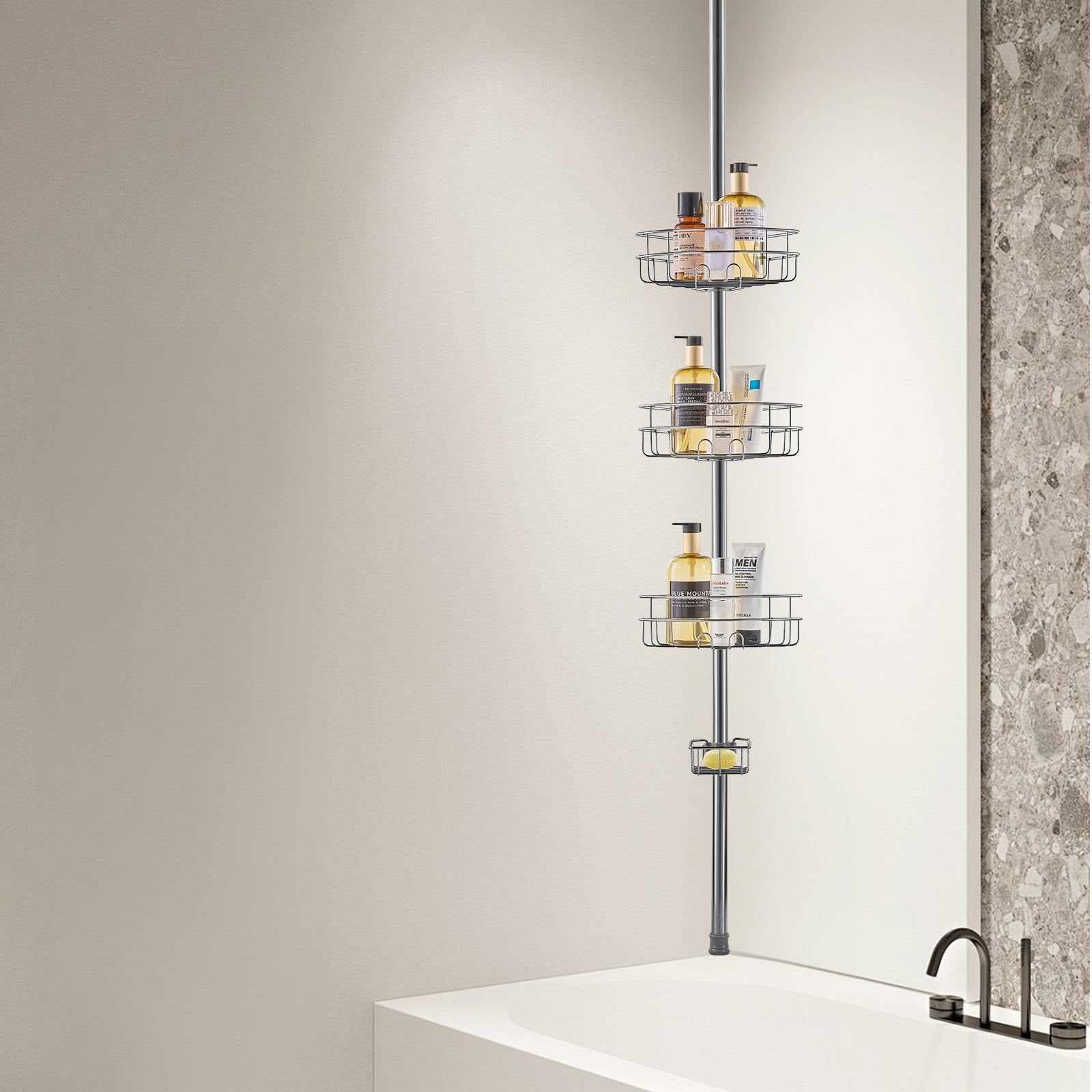 39" to 125" High Shower Corner Caddy Tension Pole Rust-Proof Tension Pole V952-SCTPYSBXGKKSAY5U6V0