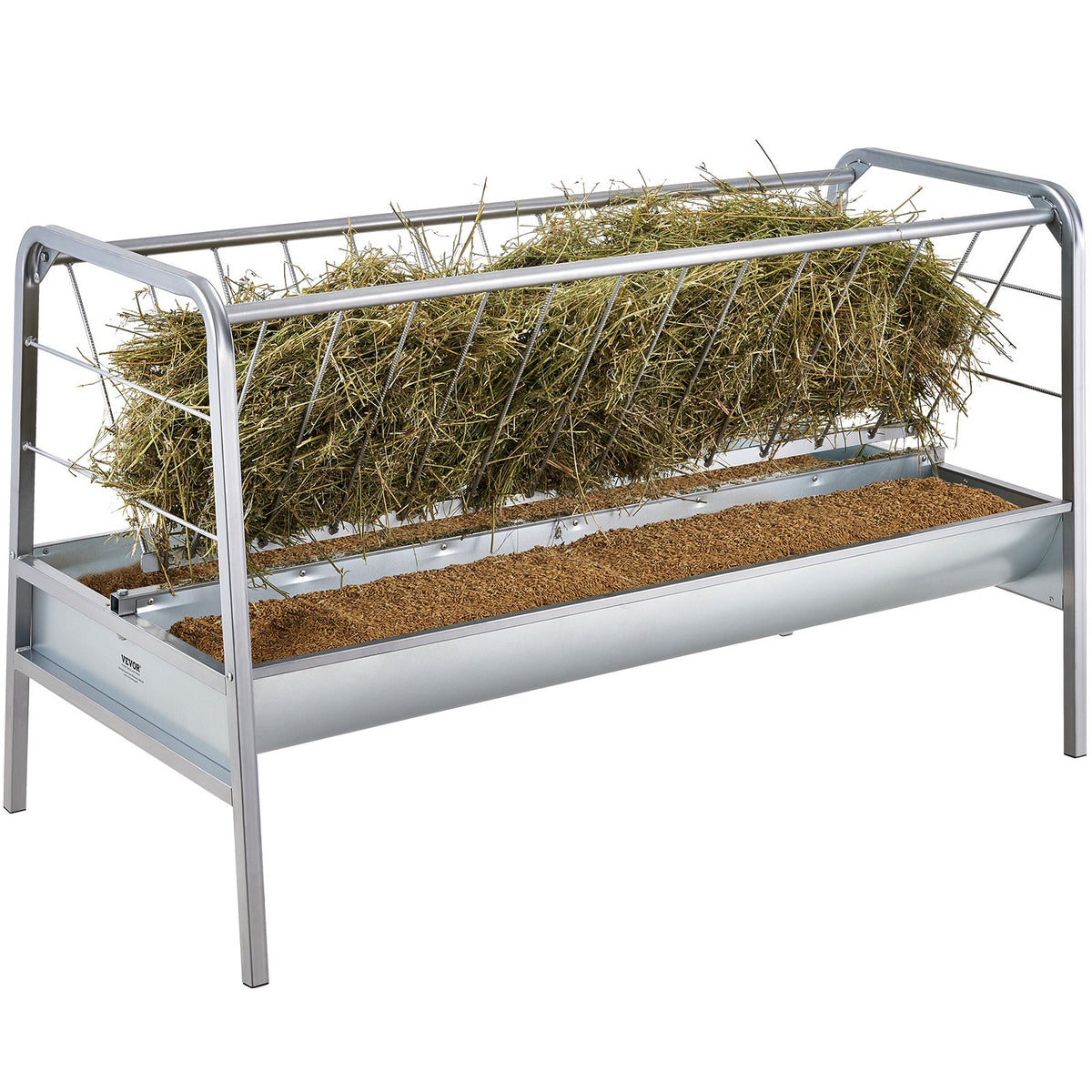 Livestock Hay Feeder, 2 in 1 Grain & Hay Feeder, 80-Gallon Capacity Pasture Feeder, 59" Long Goat Hay Feeder V952-SCWSQ5919633EY63VV0