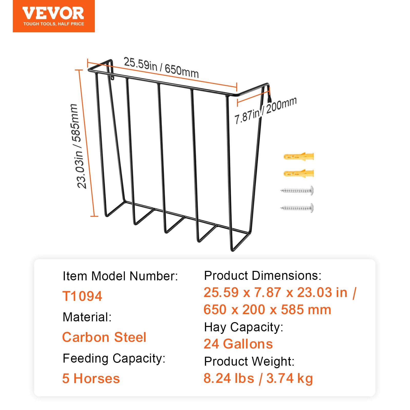 Livestock Hay Feeder 24 Gallons Wall Mounted Goat Hay Rack for Horses V952-SCWSQBGSSXWSVQEM3V0