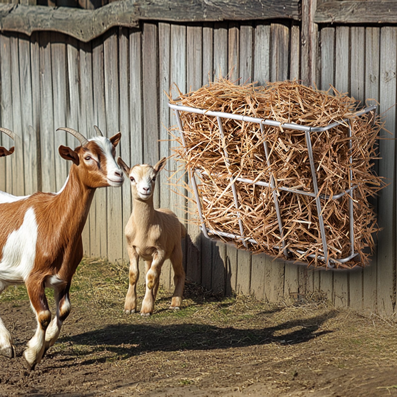 Livestock Hay Feeder 18.5 Gallons Wall Mounted Goat Hay Rack for Horses V952-SCWSQBGSWGWS1EGM7V0