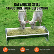Livestock Feeding Trough, 22 Gallon Capacity, 45" Hay Feeder, Heavy Duty Steel Livestock Trough, Galvanized V952-SCWSQCSWSQ45LEOTGV0