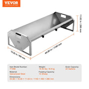 Livestock Feeding Trough, 22 Gallon Capacity, 45" Hay Feeder, Heavy Duty Steel Livestock Trough, Galvanized V952-SCWSQCSWSQ45LEOTGV0