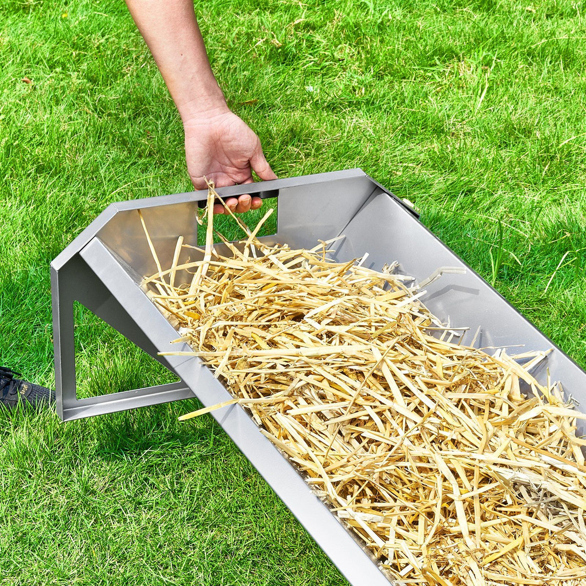 Livestock Feeding Trough, 22 Gallon Capacity, 45" Hay Feeder, Heavy Duty Steel Livestock Trough, Galvanized V952-SCWSQCSWSQ45LEOTGV0
