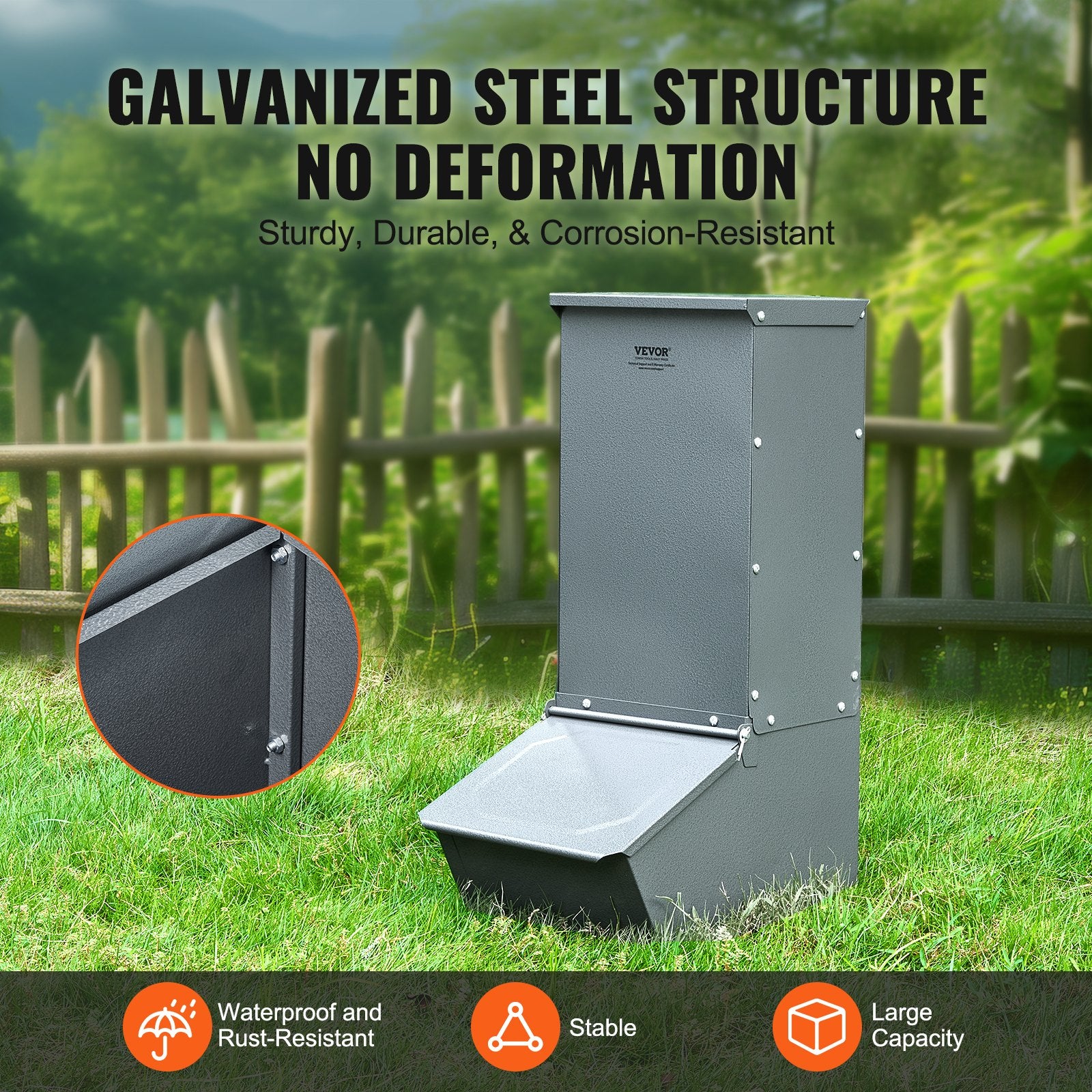 Hog Feeder 2.2 Bushel Metal Double Door Pig Feeder Feeding up to 5 Hogs V952-SCWSQDMZWSQ1WLRJ5V0
