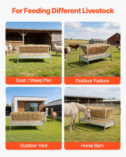 Livestock Hay Feeder, 2 in 1 Grain & Hay Feeder, 300L Capacity, 147 cm Long Goat Pasture Feeding with Deeper V952-SCWSQEHYLSWS4S2F8001V0