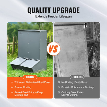 Hog Feeder 3.7 Bushel Metal Double Door Pig Feeder Feeding up to 8 Hogs V952-SCWSQLMZWSQ2L3DL0V0