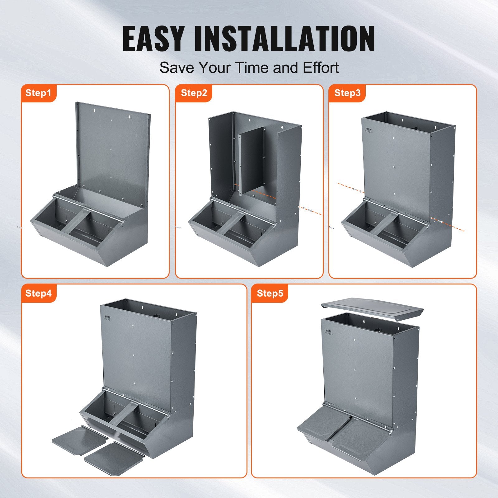 Hog Feeder 3.7 Bushel Metal Double Door Pig Feeder Feeding up to 8 Hogs V952-SCWSQLMZWSQ2L3DL0V0