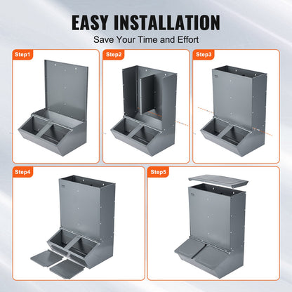 Hog Feeder 3.7 Bushel Metal Double Door Pig Feeder Feeding up to 8 Hogs V952-SCWSQLMZWSQ2L3DL0V0
