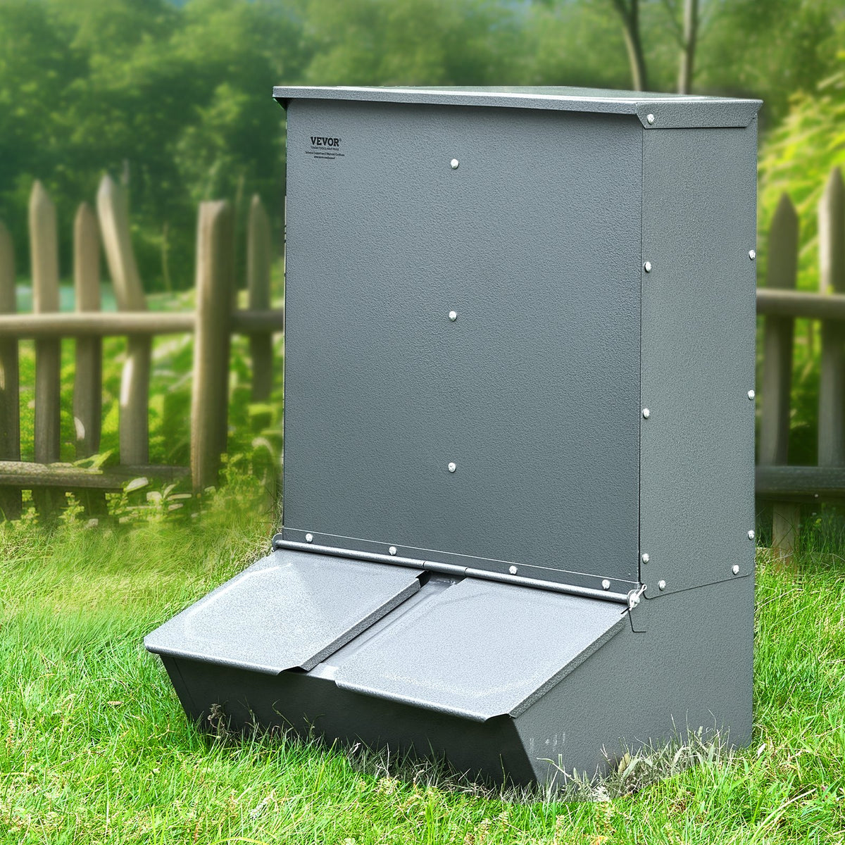 Hog Feeder 3.7 Bushel Metal Double Door Pig Feeder Feeding up to 8 Hogs V952-SCWSQLMZWSQ2L3DL0V0
